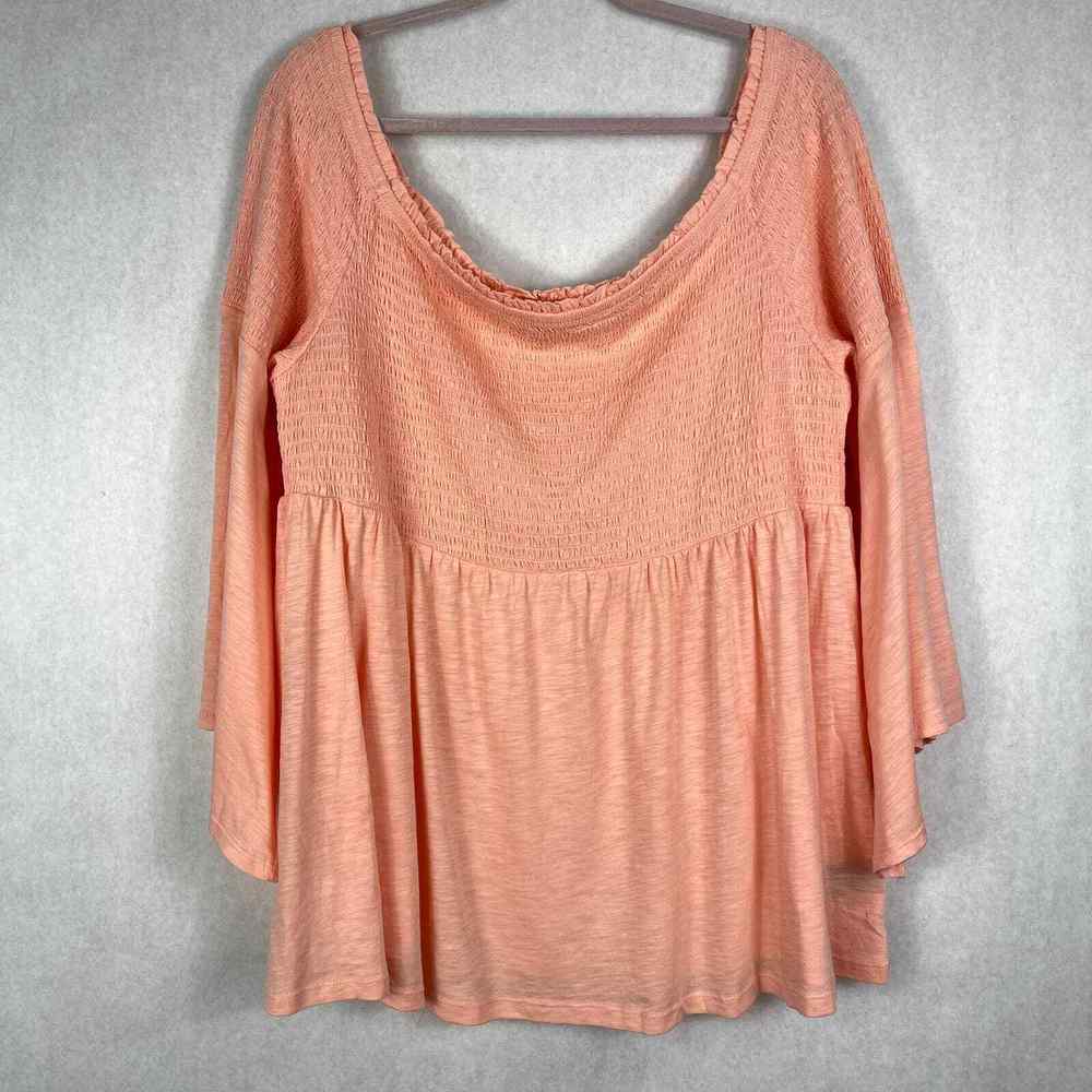 Torrid Women's Peach Smocked Off Shoulder Top Size 4X Fairy Cottagecore Boho